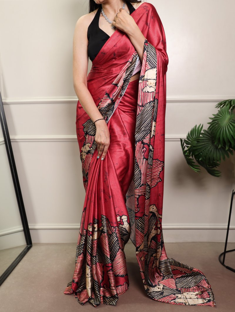 Kalyzaa By Ynf7012 Satin Silk Printed Saree